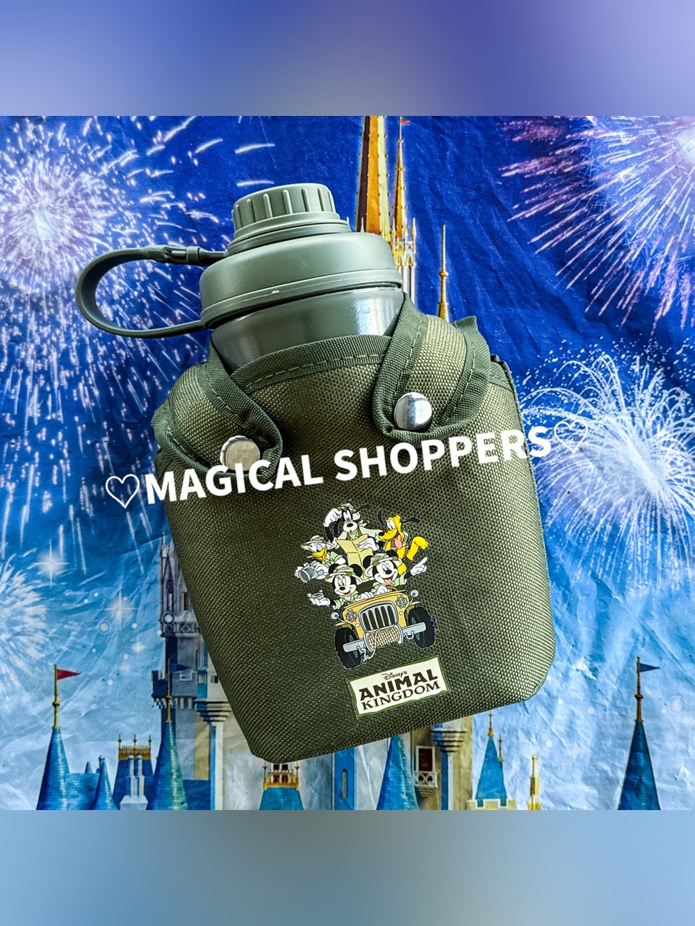 Disney Parks Animal Kingdom Souvenir Safari Canteen Water Bottle
